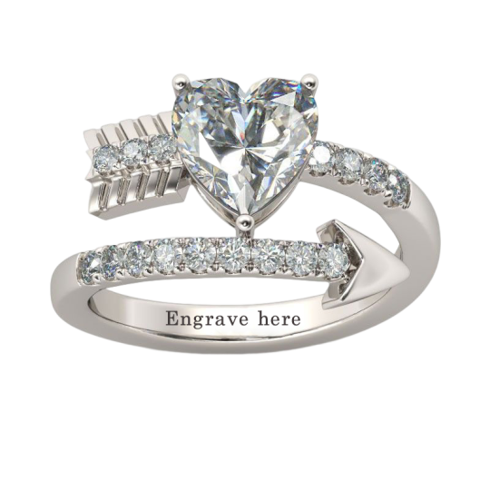 Srebrny pierścionek zaręczynowy w kształcie serca Moissanite w kształcie koła