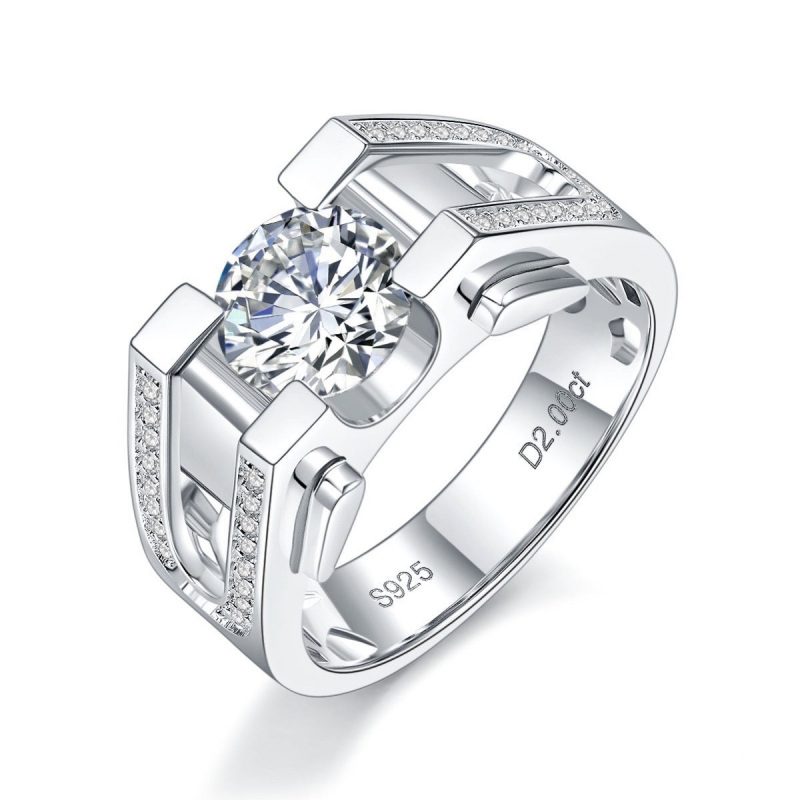 Sterling Silver Round Moissanite Classic Name Engagement Ring