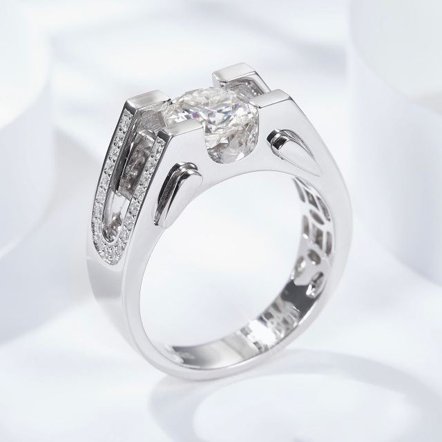 Anéis de casamento de noivado de moissanite 2CT personalizados para homens com prata esterlina S925-2