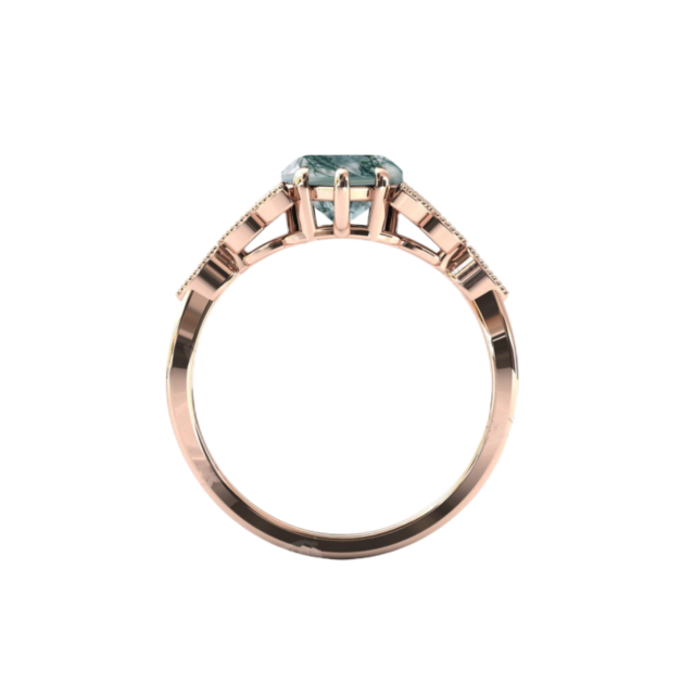 Sterling Silber mit Rose Gold plattiert Achat Herz Ring-1