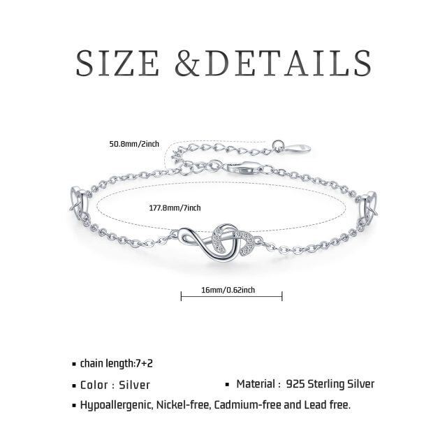 Sterling Silver Cubic Zirconia Music Symbol Pendant Bracelet-6