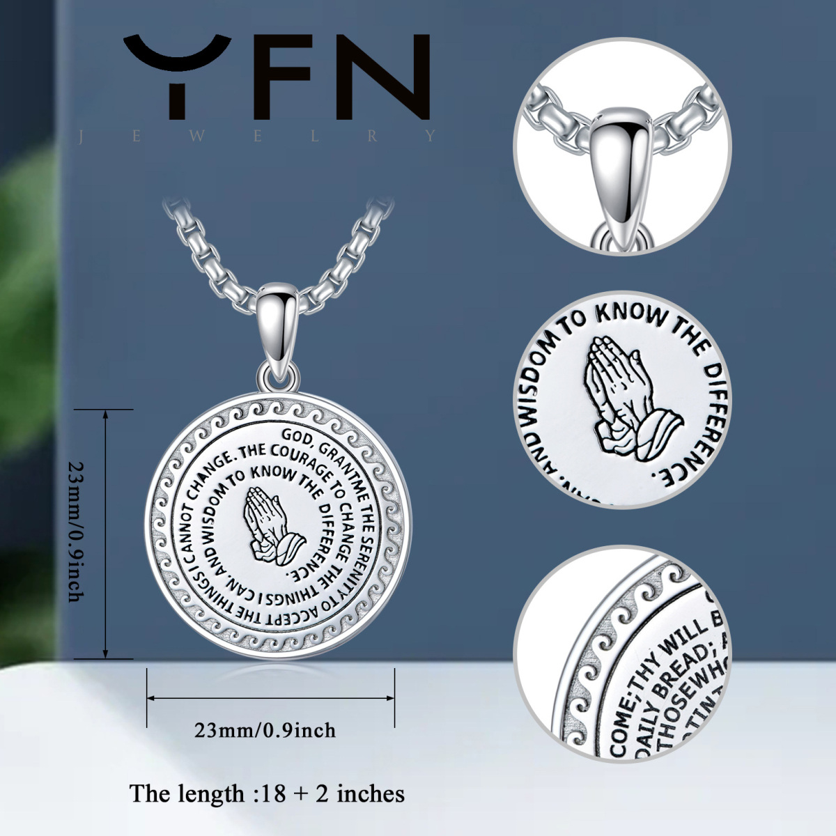Sterling Silver Circle Coin Pendant Necklace-7