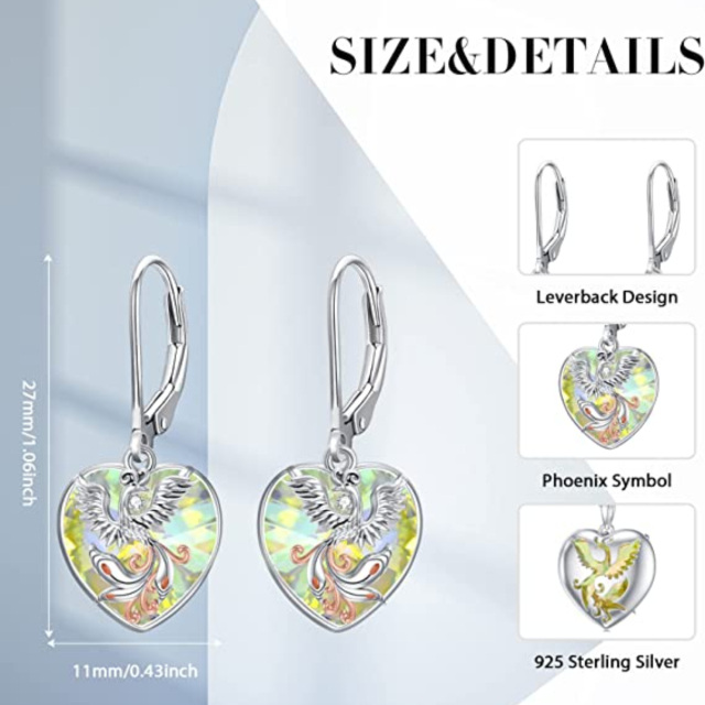 Sterling Silver Crystal Phoenix Drop Earrings-4