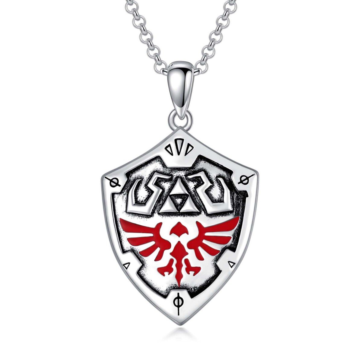 Sterling Silver with Black Plated Triforce Pendant Necklace for Men-1