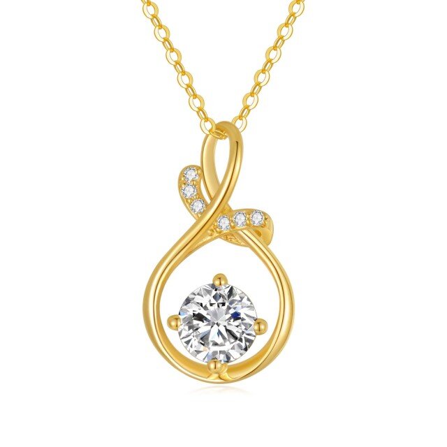 Colar com pingente de símbolo infinito Moissanite em ouro 14K-0