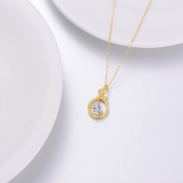 Colar com pingente de símbolo infinito Moissanite em ouro 14K-2