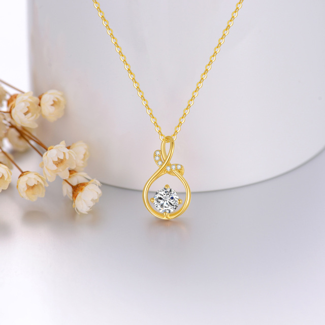 Colar com pingente de símbolo infinito Moissanite em ouro 14K-3