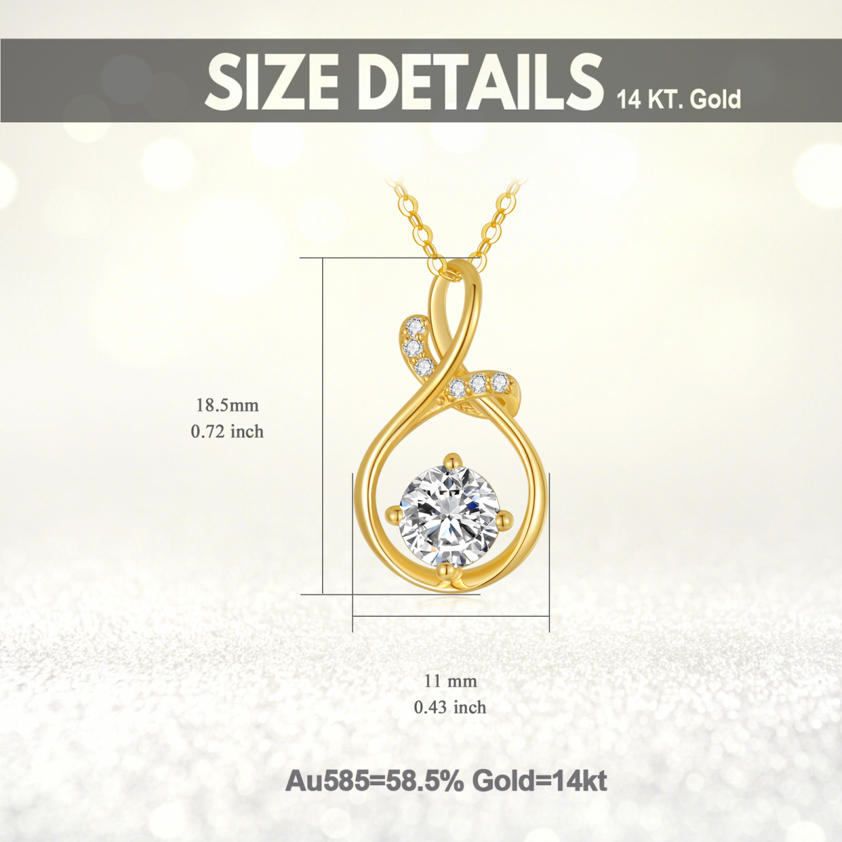 14K Gold Moissanite Infinite Symbol Pendant Necklace-6