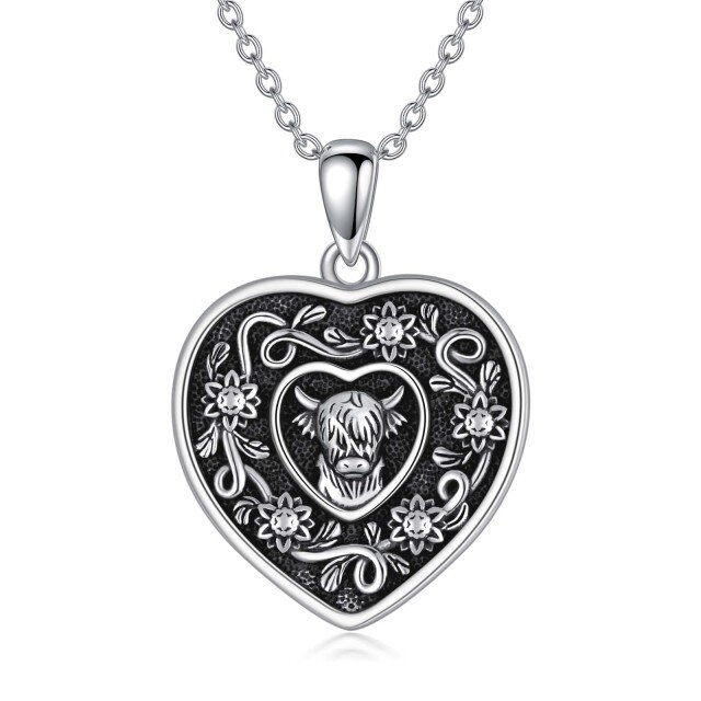 Collier en argent sterling avec pendentif vache-0