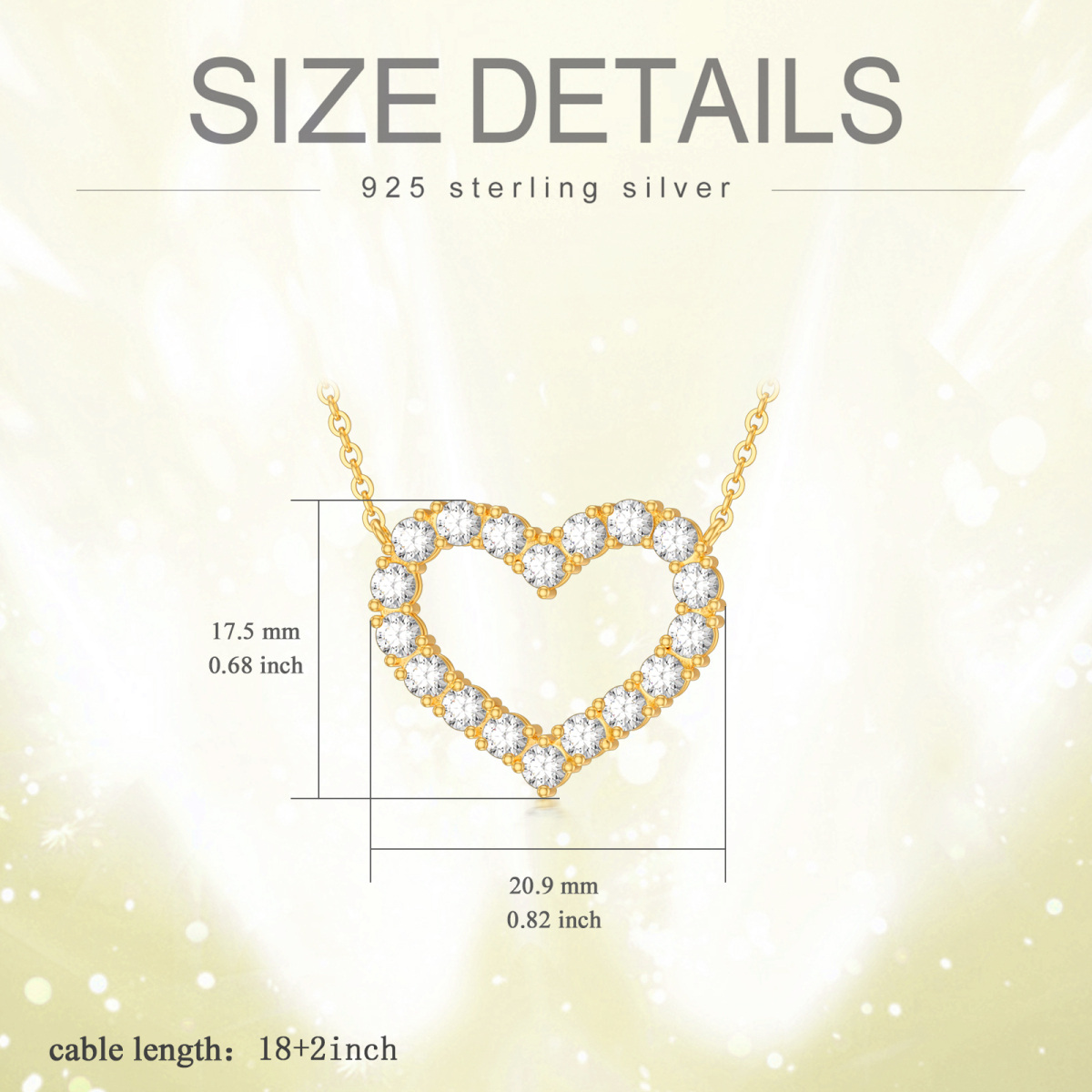 14K Gold Cubic Zirkonia Herz-Anhänger Halskette-6