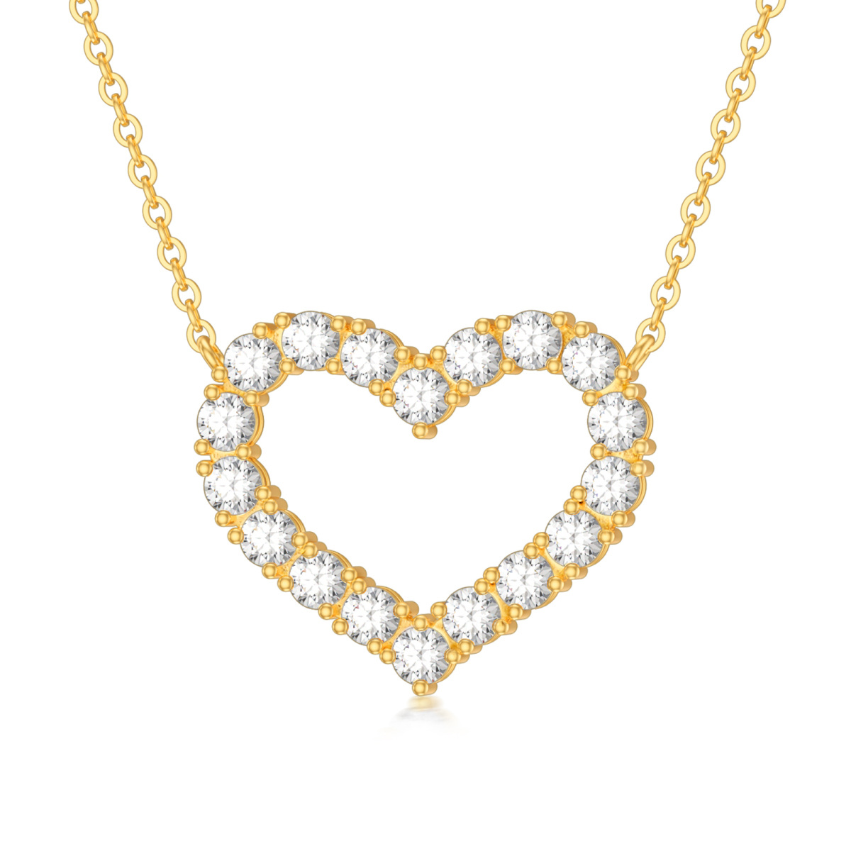 14K Gold Cubic Zirconia Heart Pendant Necklace-1