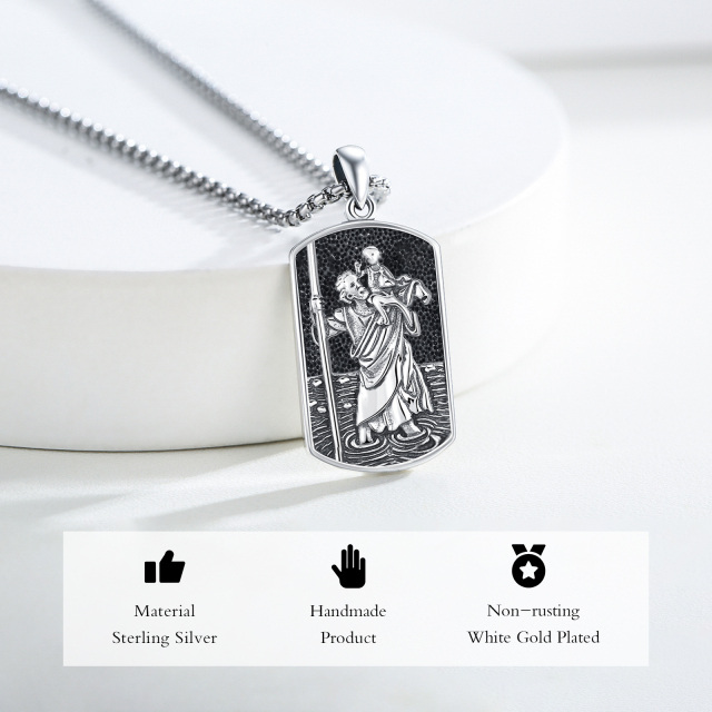 Sterling Silver Saint Christopher Pendant Necklace for Men-3