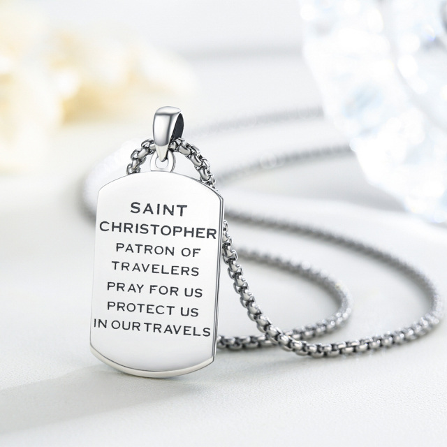 Collier en argent sterling avec pendentif Saint-Christophe pour hommes-3