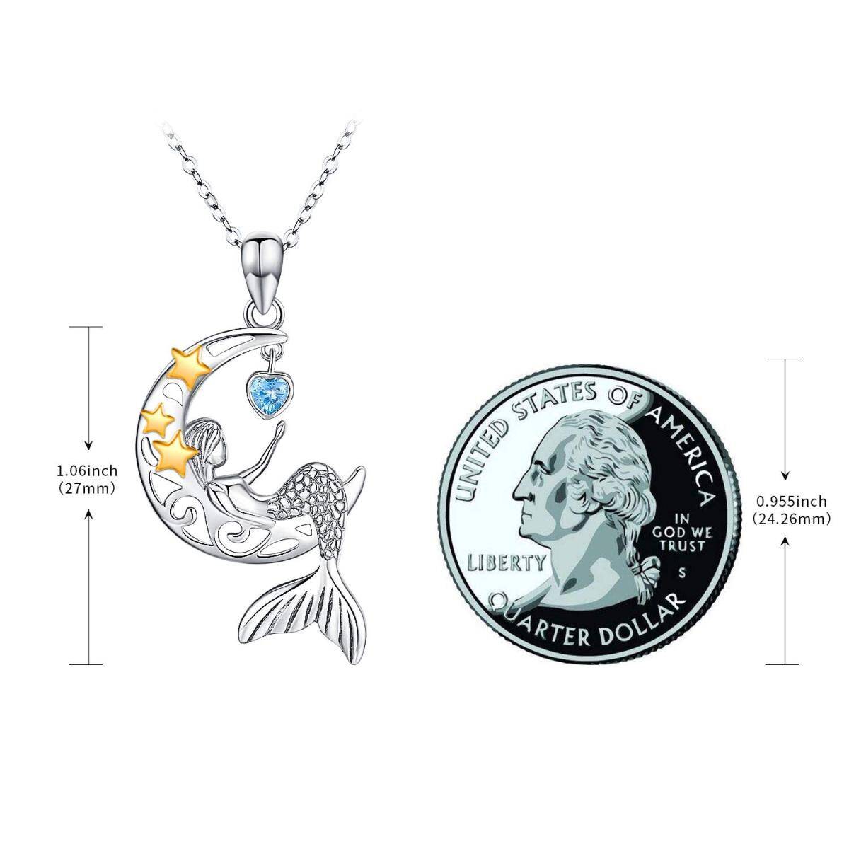 Halskette mit Meerjungfrauenschwanz-Anhänger aus Sterlingsilber mit Zirkonia-6