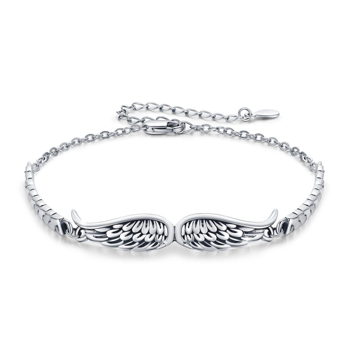 Sterling Silber Engelsflügel Anhänger Armband-1