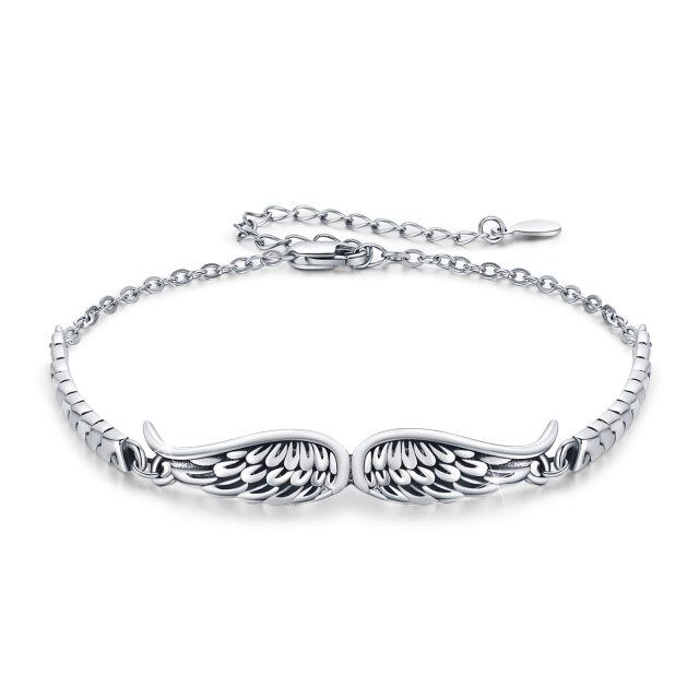 Bracelet en argent sterling avec pendentif ailes d'ange-0