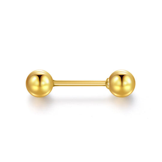 14k Gold Tongue Barbell Ring 16 Gauge Barbell 4MM Balls Body Piercing Jewelry