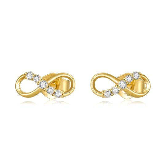 14K Gold Diamond Infinite Symbol Stud Earrings