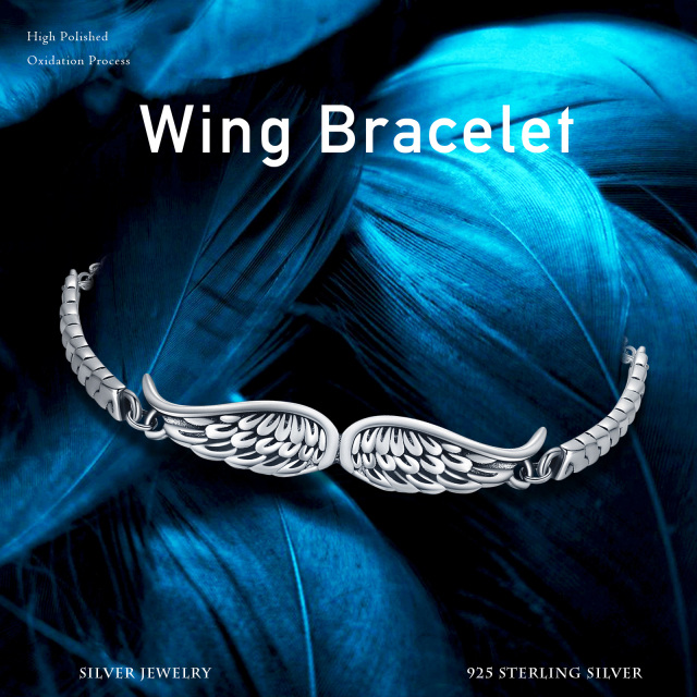 Sterling Silver Angel Wings Pendant Bracelet-4