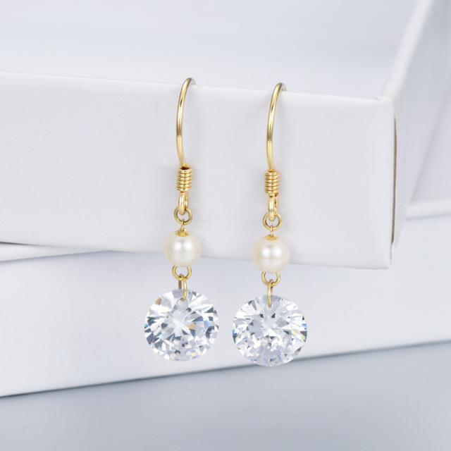 Boucles d'oreilles en or 14 carats, perles d'eau douce naturelles de 5mm, en Zircon, bijoux cadeau pour femmes-2