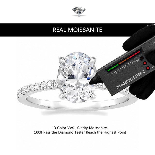 10K Gold Oval geformter Moissanit Ring-2