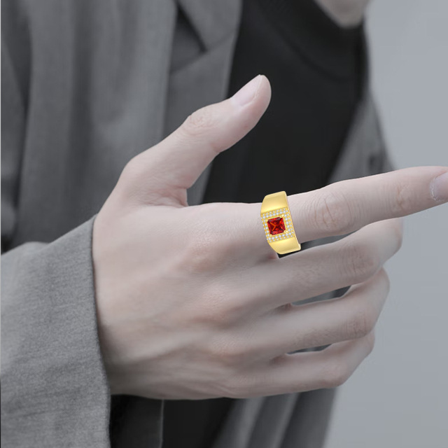 10K Gold Prinzessin Platz personalisierte Geburtsstein Ring für Männer-1