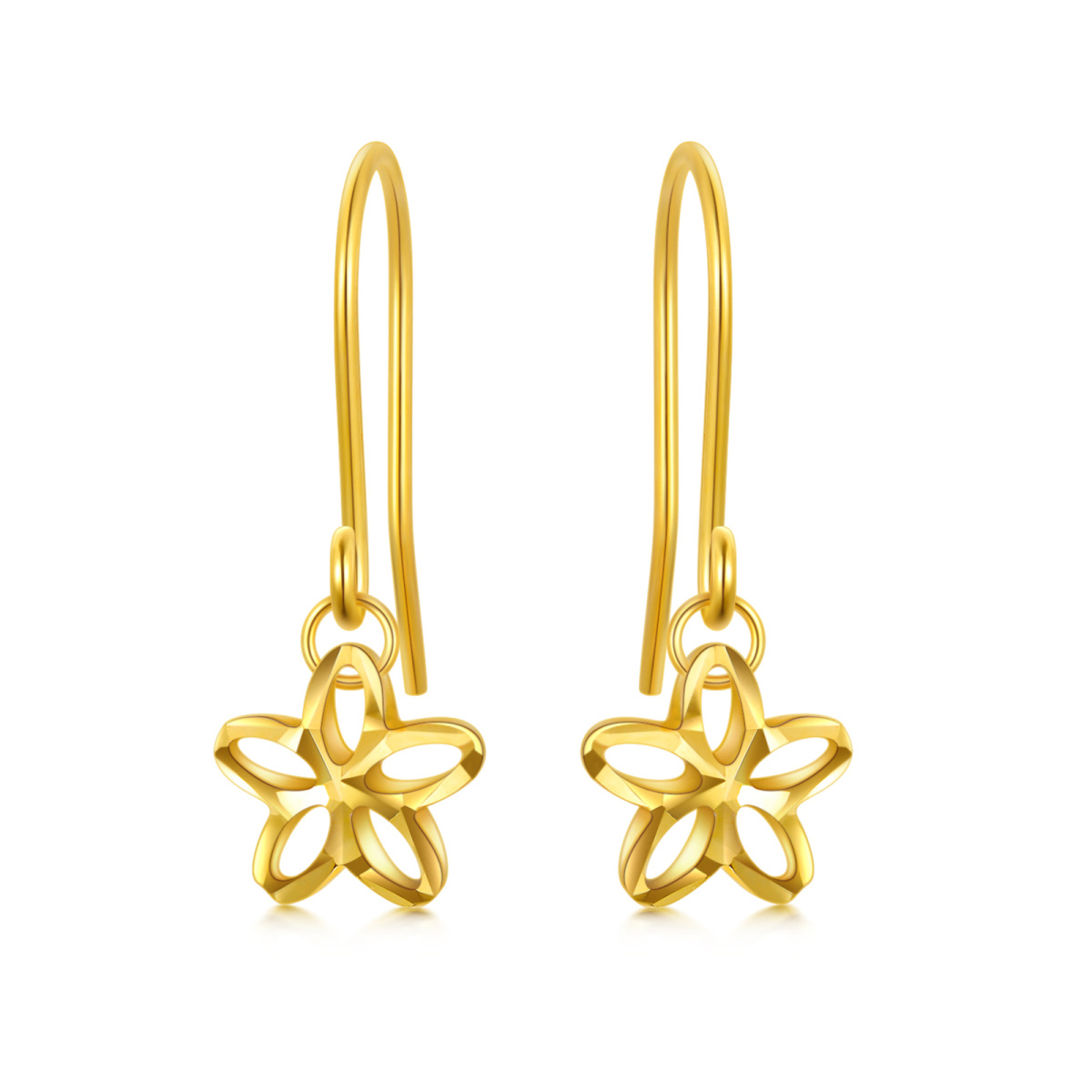 18K Gold Peach Blossom Drop Earrings-1