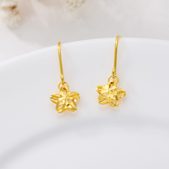 18K Gold Peach Blossom Drop Earrings-2