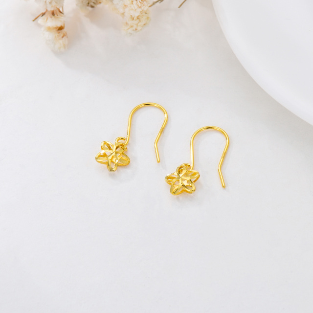 18K Gold Peach Blossom Drop Earrings-3
