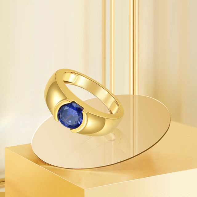 Anéis masculinos de safira simulada oval em ouro 10K para homens-3