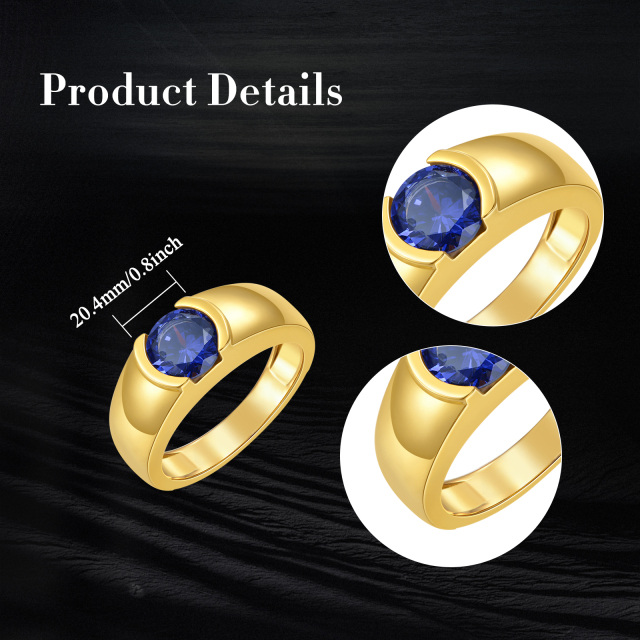 Anéis masculinos de safira simulada oval em ouro 10K para homens-2