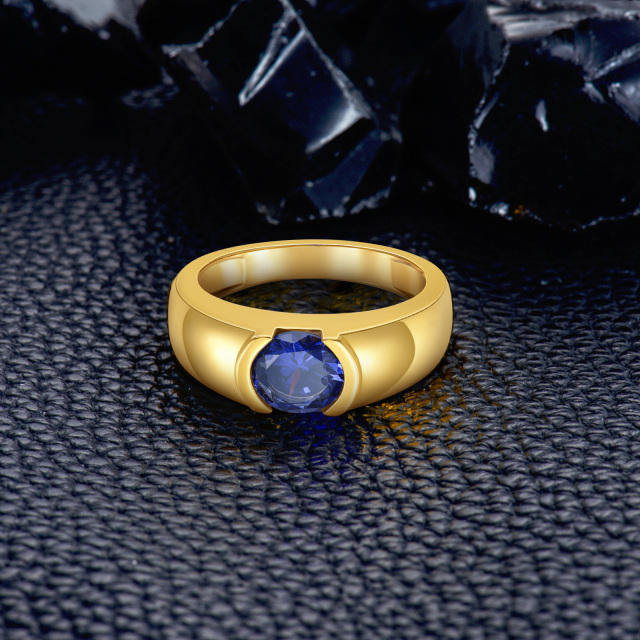 Anéis masculinos de safira simulada oval em ouro 10K para homens-4