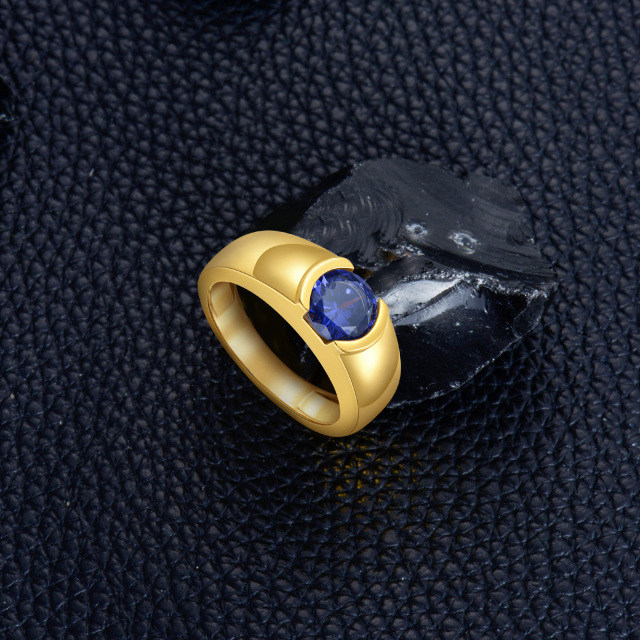 Anéis masculinos de safira simulada oval em ouro 10K para homens-5