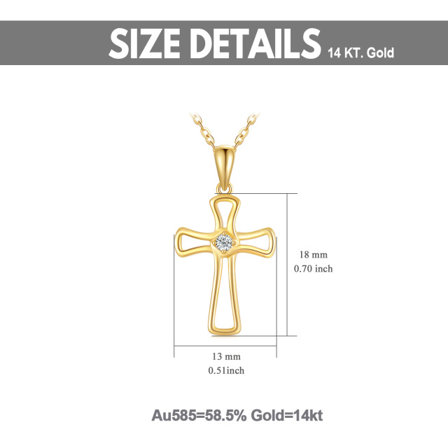 14K Gold Moissanite Cross Pendant Necklace-5