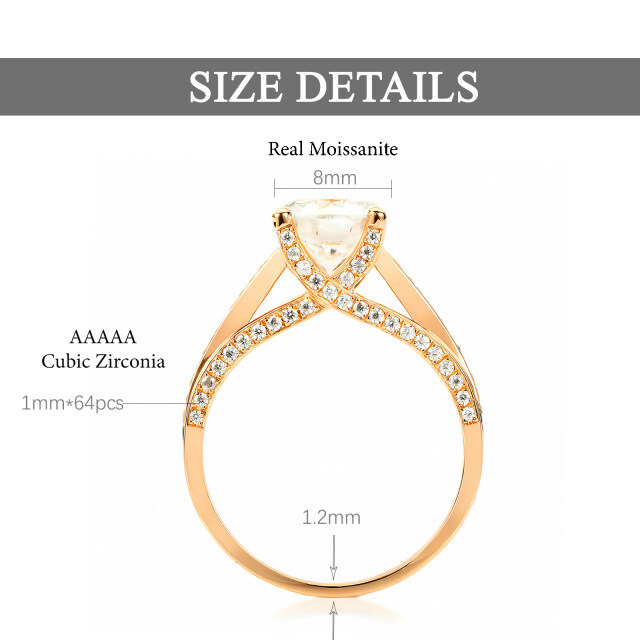 14K Gold Round Moissanite Personalized Engraving & Couple Engagement Ring-4