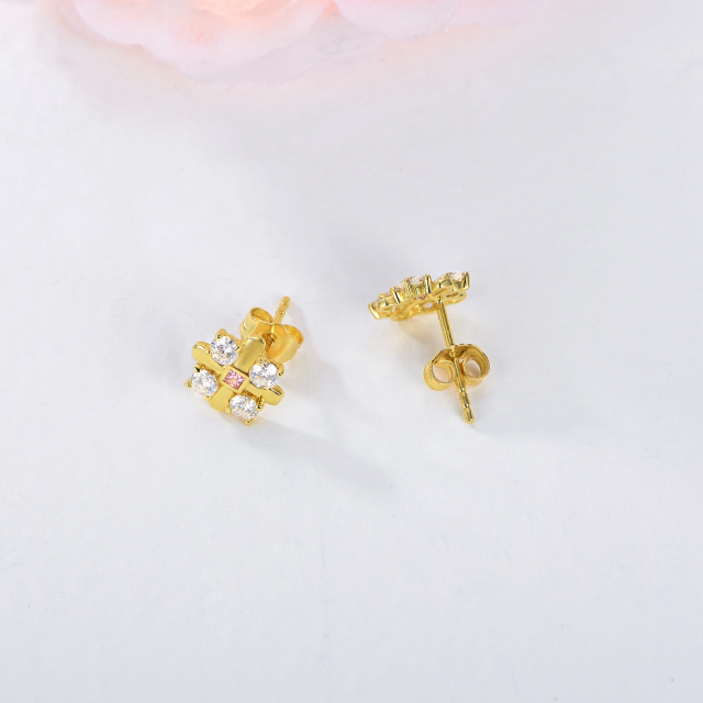 14K Gold Moissanite Cross Stud Earrings-2