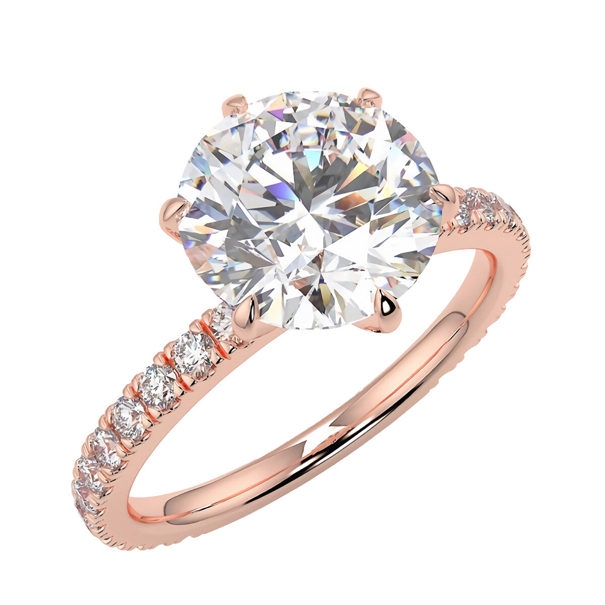 10K Rose Gold Moissanite Personalized Engraving & Couple Ring-1