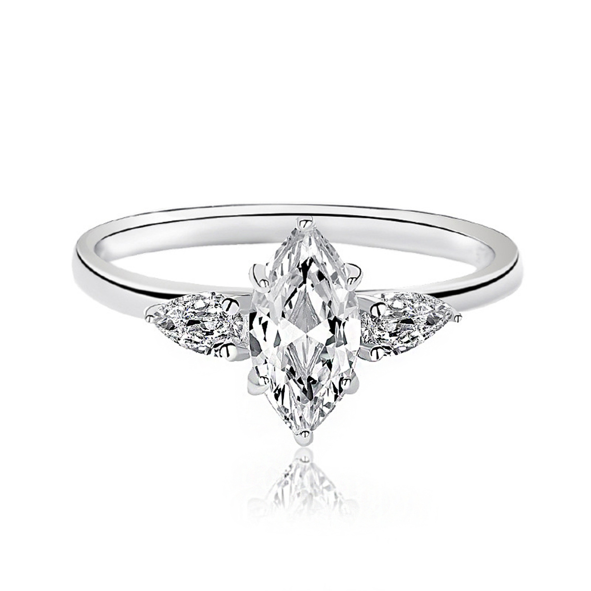 Sterling Silver Moissanite Couple Engagement Ring-1