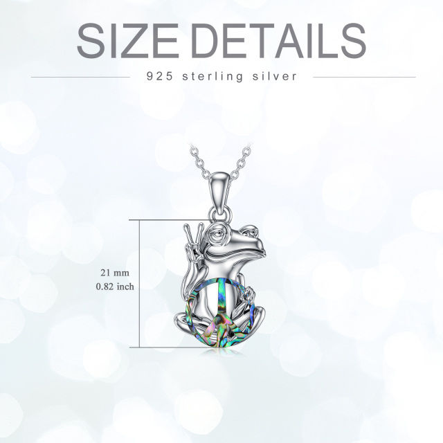 Sterling Silver Abalone Shellfish Frog Pendant Necklace-4