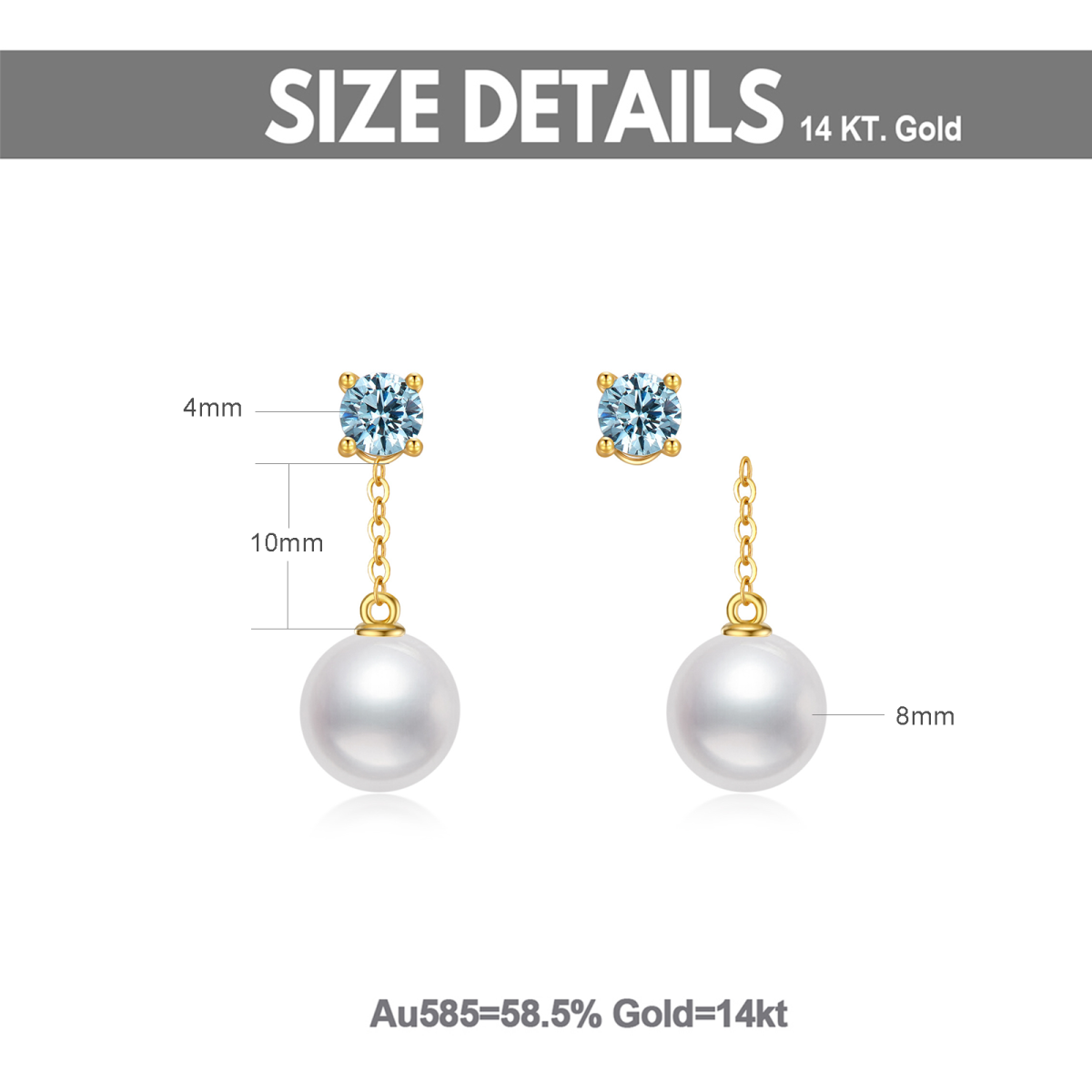 14K Gold Round Topaz & Pearl Round Drop Earrings-6