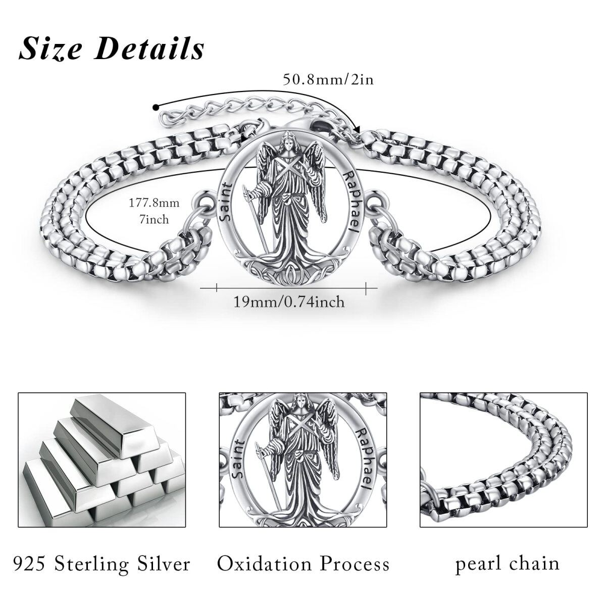 Sterling Silber San Rafael Anhänger-Armband für Männer-5