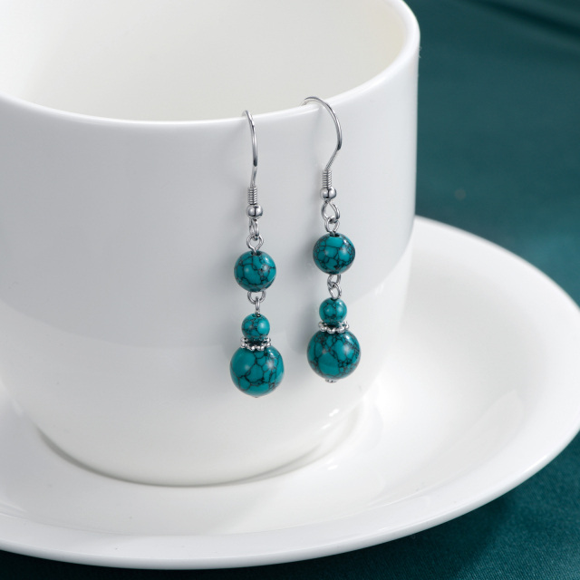 Turquoise Earrings for Women Sterling Silver Hooks Dangle Drop Earrings for Girls Gifts-2
