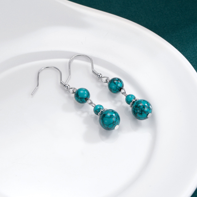 Boucles d'oreilles turquoise pour femme Crochets en argent sterling Boucles d'oreilles pendantes pour filles Cadeaux-3