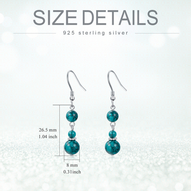 Turquoise Earrings for Women Sterling Silver Hooks Dangle Drop Earrings for Girls Gifts-5