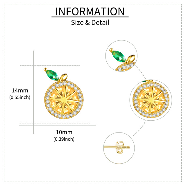 Pendientes de plata de ley con circonitas cúbicas chapadas en oro amarillo-5