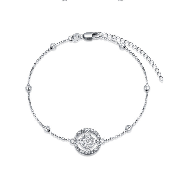 Bracelet en argent sterling avec pendentif nœud de sorcière et chaîne à perles-0
