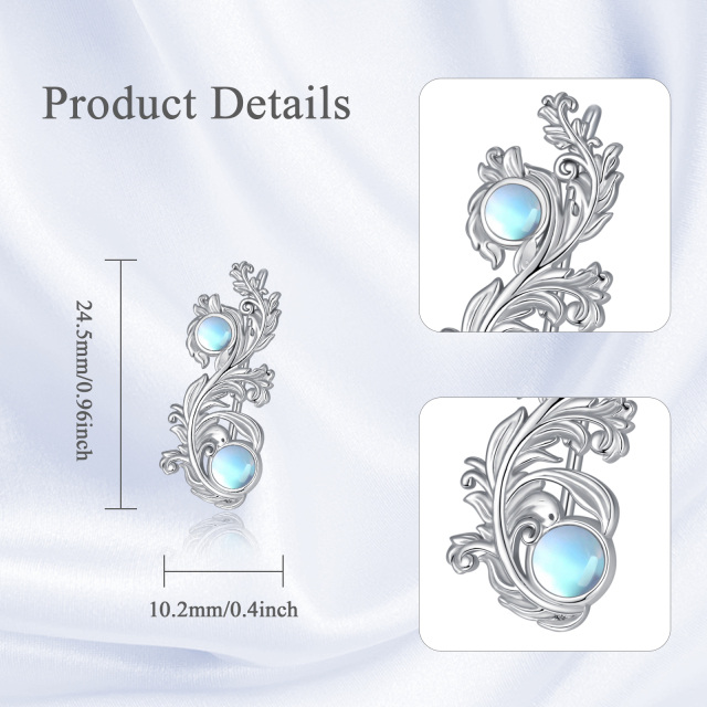 Sterling Silver Round Moonstone Filigree Climber Earrings-5