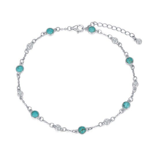 Sterling Silver Turquoise Single Layer Anklet