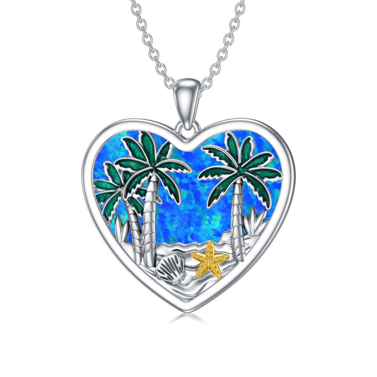 Sterling Silver Coconut Tree Pendant Necklace-1