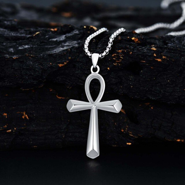 Sterling Silver Ankh Pendant Necklace-3